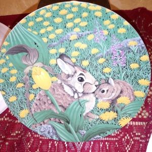 Adorable Rabbit w/baby in Tulips